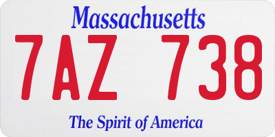 MA license plate 7AZ738