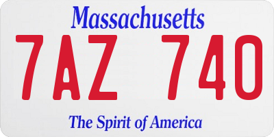 MA license plate 7AZ740