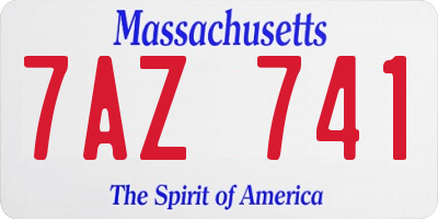 MA license plate 7AZ741