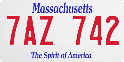 MA license plate 7AZ742