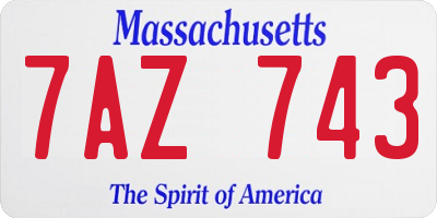 MA license plate 7AZ743
