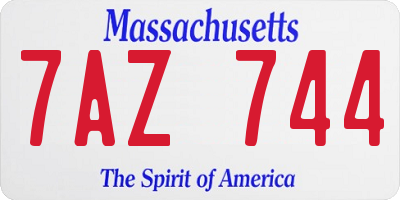 MA license plate 7AZ744
