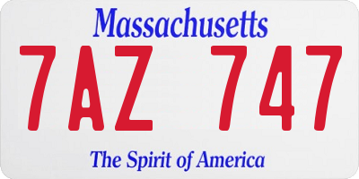 MA license plate 7AZ747