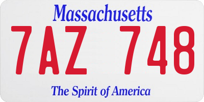 MA license plate 7AZ748
