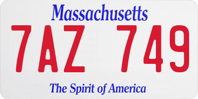 MA license plate 7AZ749