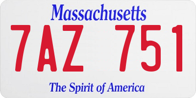MA license plate 7AZ751