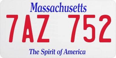 MA license plate 7AZ752
