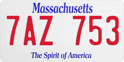 MA license plate 7AZ753