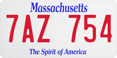 MA license plate 7AZ754