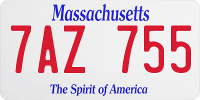 MA license plate 7AZ755