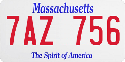 MA license plate 7AZ756