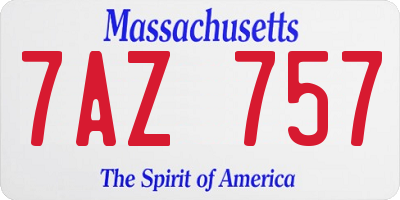 MA license plate 7AZ757