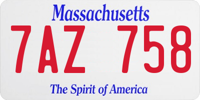 MA license plate 7AZ758