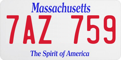 MA license plate 7AZ759