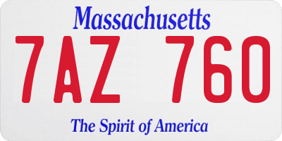 MA license plate 7AZ760