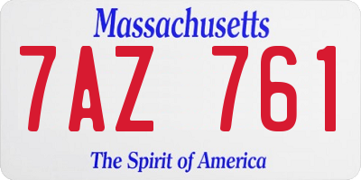 MA license plate 7AZ761