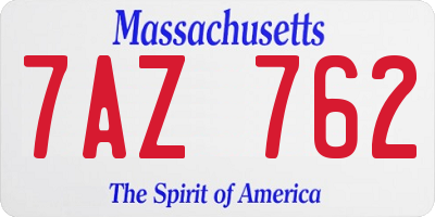 MA license plate 7AZ762