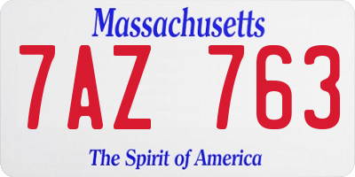 MA license plate 7AZ763