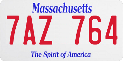 MA license plate 7AZ764