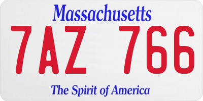 MA license plate 7AZ766