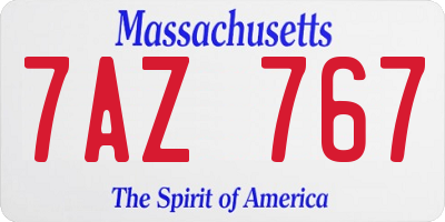 MA license plate 7AZ767