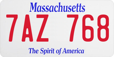 MA license plate 7AZ768