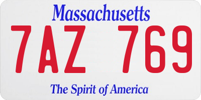 MA license plate 7AZ769
