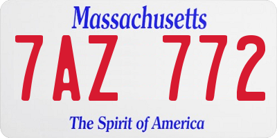 MA license plate 7AZ772