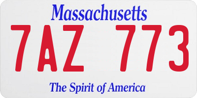 MA license plate 7AZ773