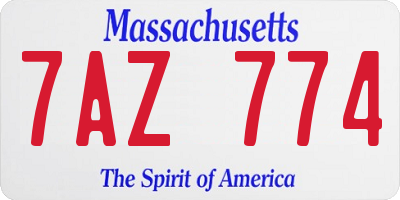 MA license plate 7AZ774