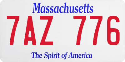 MA license plate 7AZ776