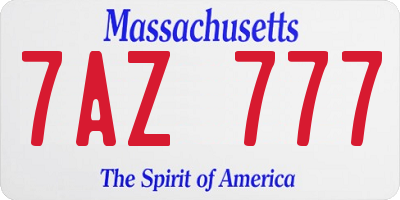MA license plate 7AZ777
