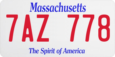 MA license plate 7AZ778