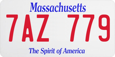 MA license plate 7AZ779