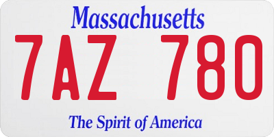 MA license plate 7AZ780