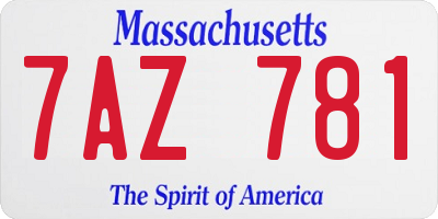 MA license plate 7AZ781