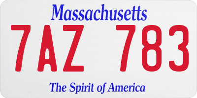 MA license plate 7AZ783