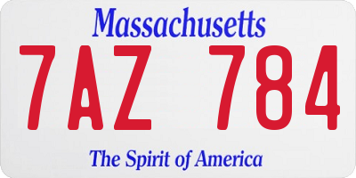MA license plate 7AZ784