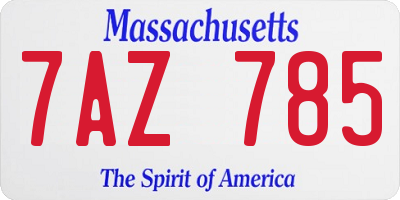MA license plate 7AZ785