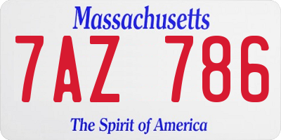 MA license plate 7AZ786