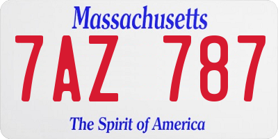 MA license plate 7AZ787