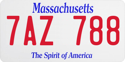 MA license plate 7AZ788
