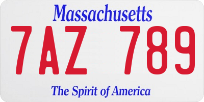 MA license plate 7AZ789
