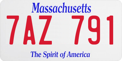 MA license plate 7AZ791