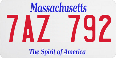 MA license plate 7AZ792