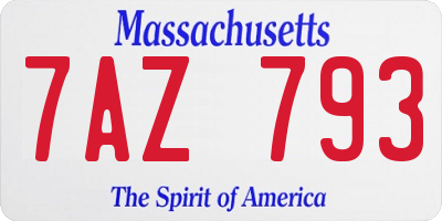 MA license plate 7AZ793