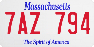 MA license plate 7AZ794