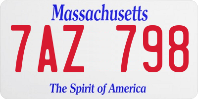 MA license plate 7AZ798