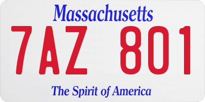 MA license plate 7AZ801