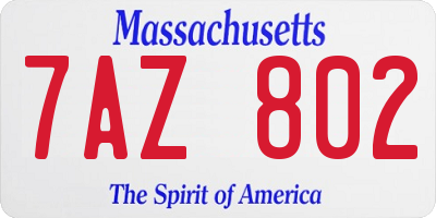 MA license plate 7AZ802
